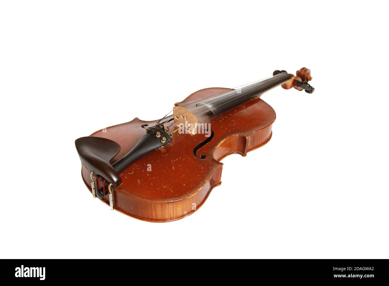 Violon en bois isolé sur fond blanc Banque D'Images