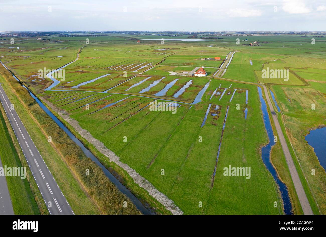 Harden et Pettemer Polder, vue aérienne, pays-Bas, pays-Bas du Nord, NSG de Putten Banque D'Images