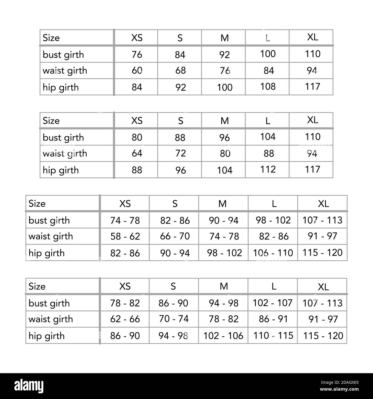 Hommes nouveau système européen vêtements mesures de corps standard pour différentes marques, style mode tableau de taille mâle pour site, production et magasin de vêtements en ligne. XS, S, M, L, XL, buste, taille, ceinture de hanches Illustration de Vecteur