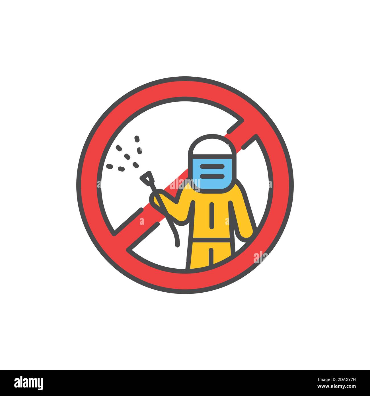 Icône de la ligne de couleur aucun pesticides. Pictogramme pour page Web, application mobile, Promo. Illustration de Vecteur