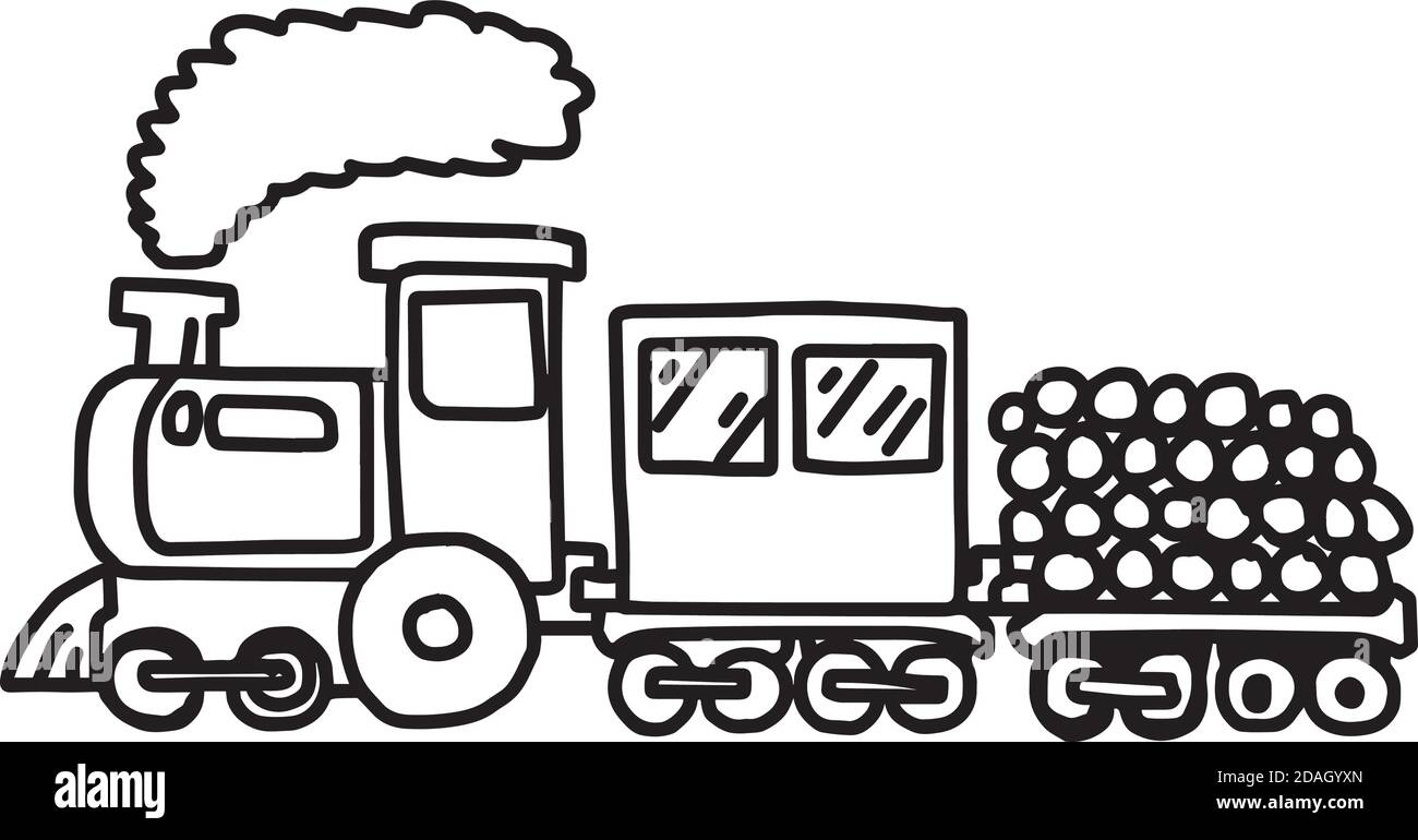 illustration vecteur doodle de train de vapeur dessiné à la main isolé sur arrière-plan blanc Illustration de Vecteur