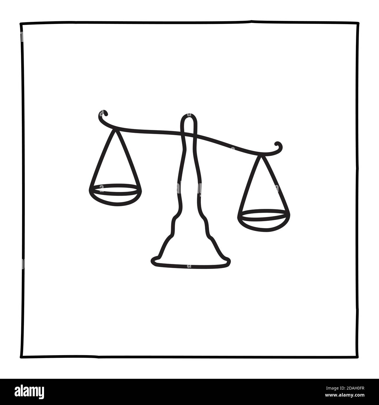 Icône ou logo Doodle Scale, dessiné à la main avec une fine ligne noire Illustration de Vecteur