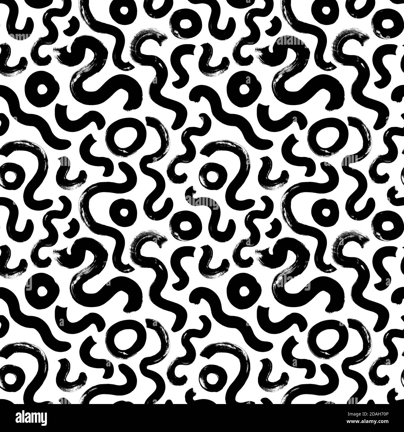 Pinceau noir contours vectorisés motif sans couture Illustration de Vecteur