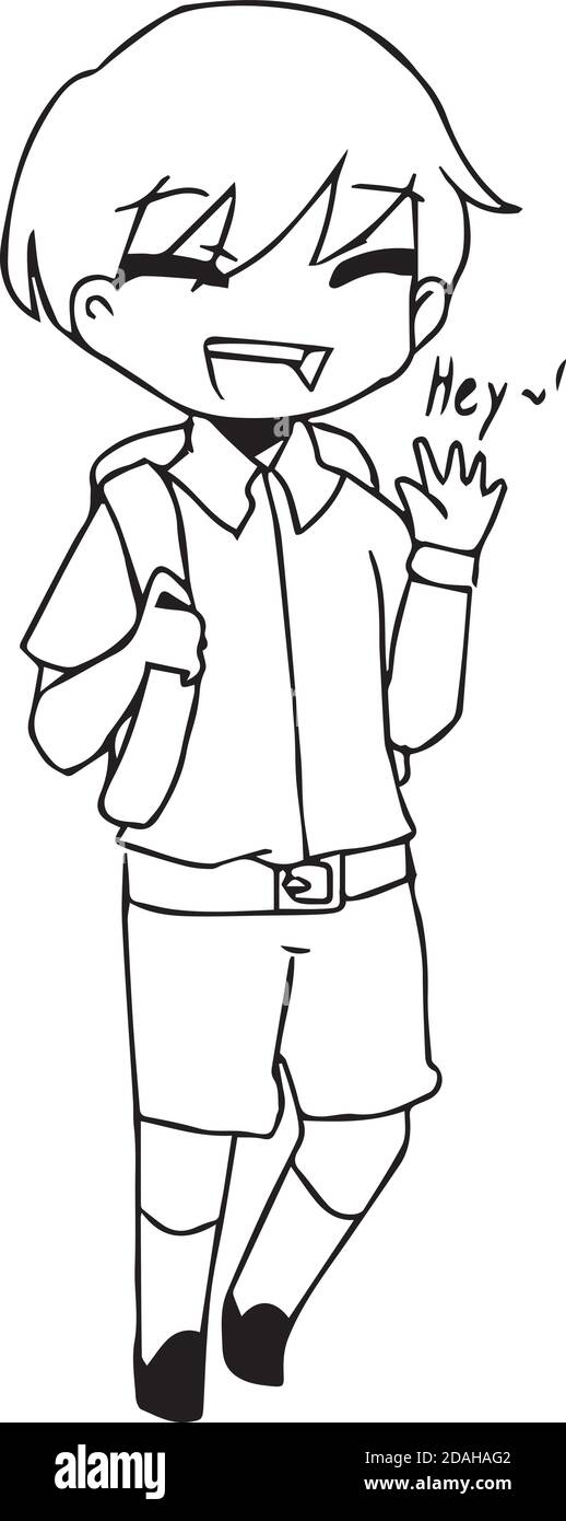 illustration vecteur dandinant à la main de garçon souriant en disant bonjour Illustration de Vecteur