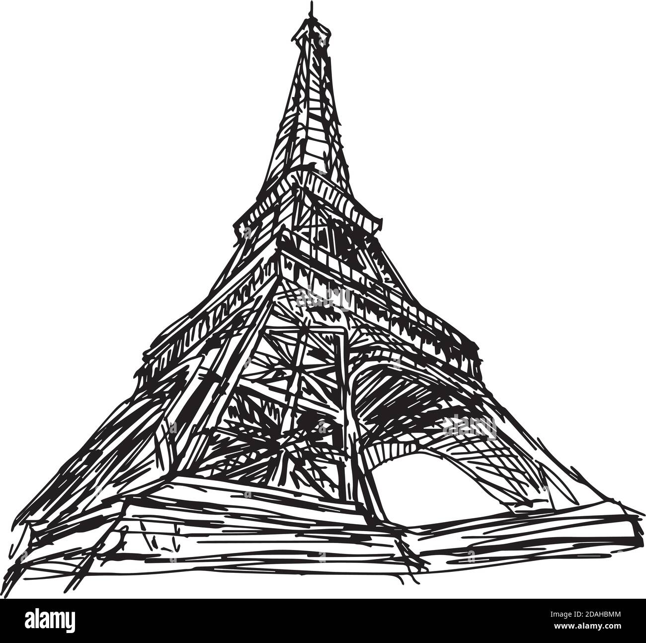 Illustration vecteur Doodle main dessinée de croquis Paris tour eiffel, France, isolée sur blanc Illustration de Vecteur