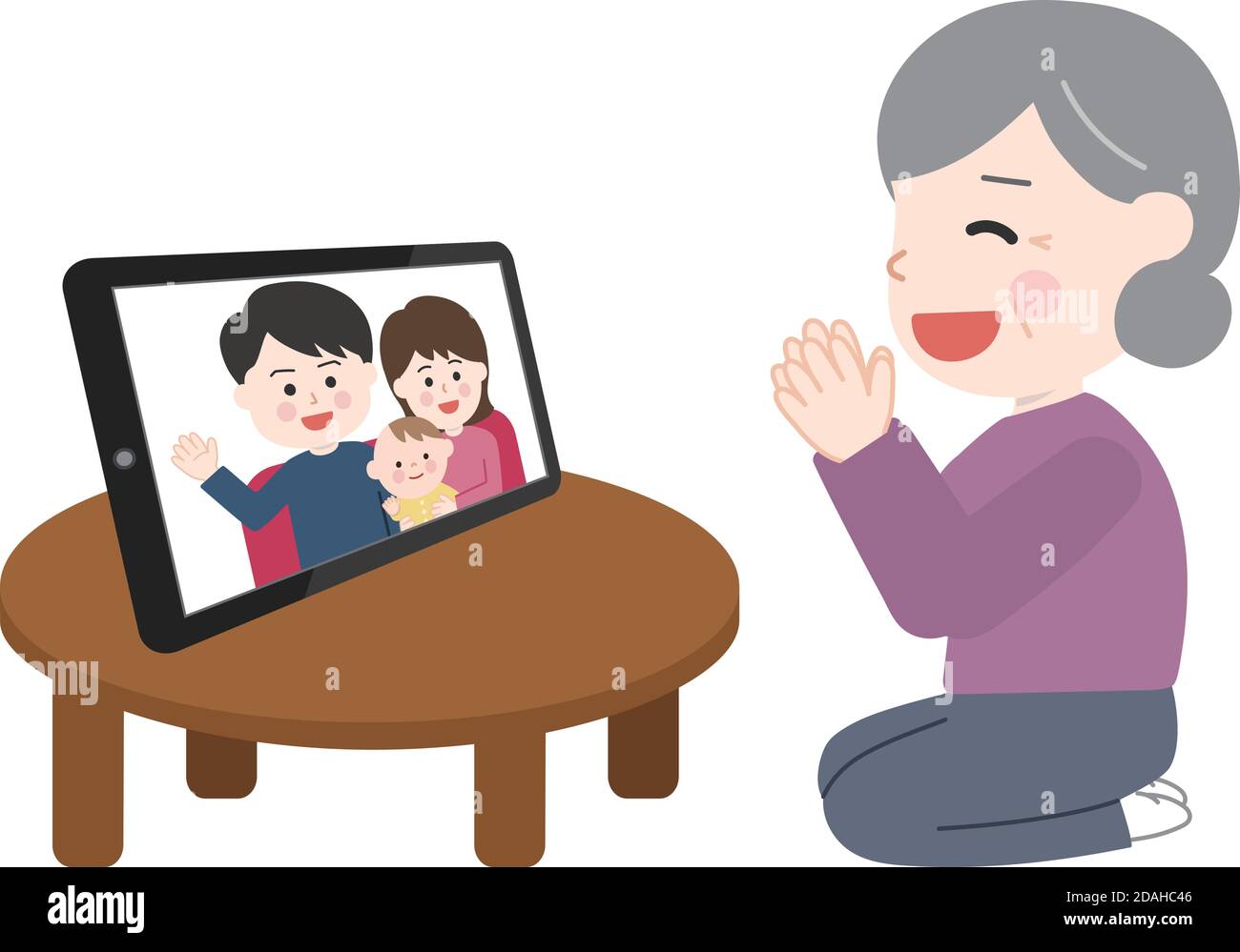 Personnes ayant des réunions de famille en ligne. Illustration vectorielle isolée sur fond blanc. Illustration de Vecteur