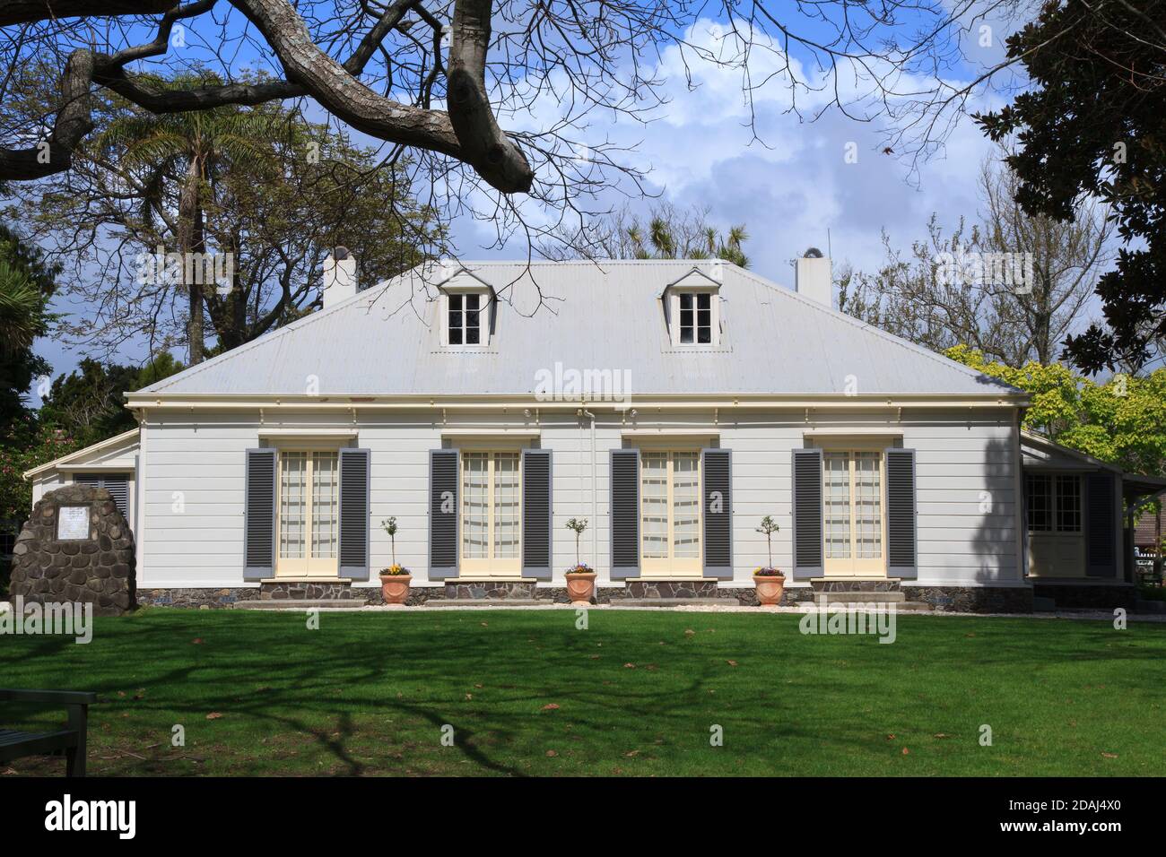 « les Elms », une maison de mission à Tauranga, Nouvelle-Zélande. Construit en 1847, il est l'un des rares exemples de l'architecture géorgienne de Nouvelle-Zélande Banque D'Images