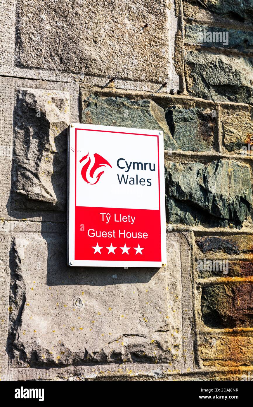 Le pays de Galles guest House sign, Cymru guest House sign, Wales guest House rating, 4 star guest House rating, star rating, 4 star star, sign, Banque D'Images