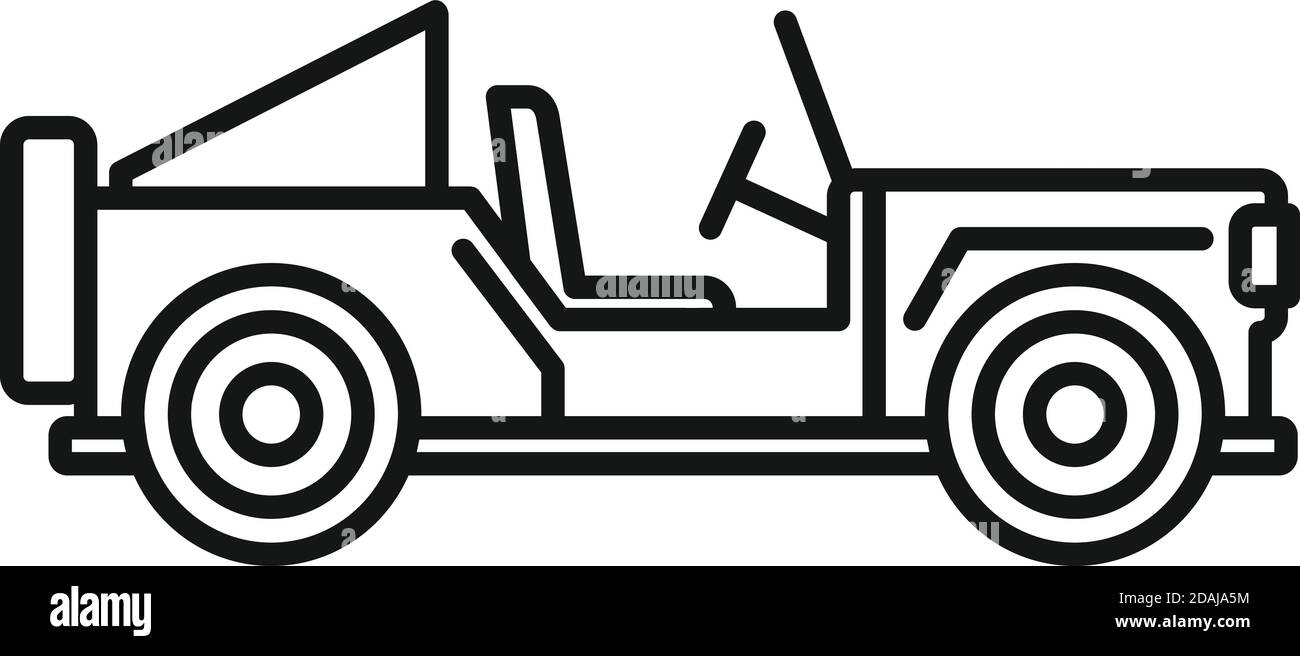 Safari chasse jeep icône, style de contour Illustration de Vecteur