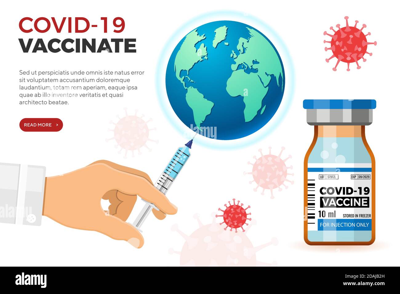 Vacciner Covid-19 et injection par seringue Illustration de Vecteur
