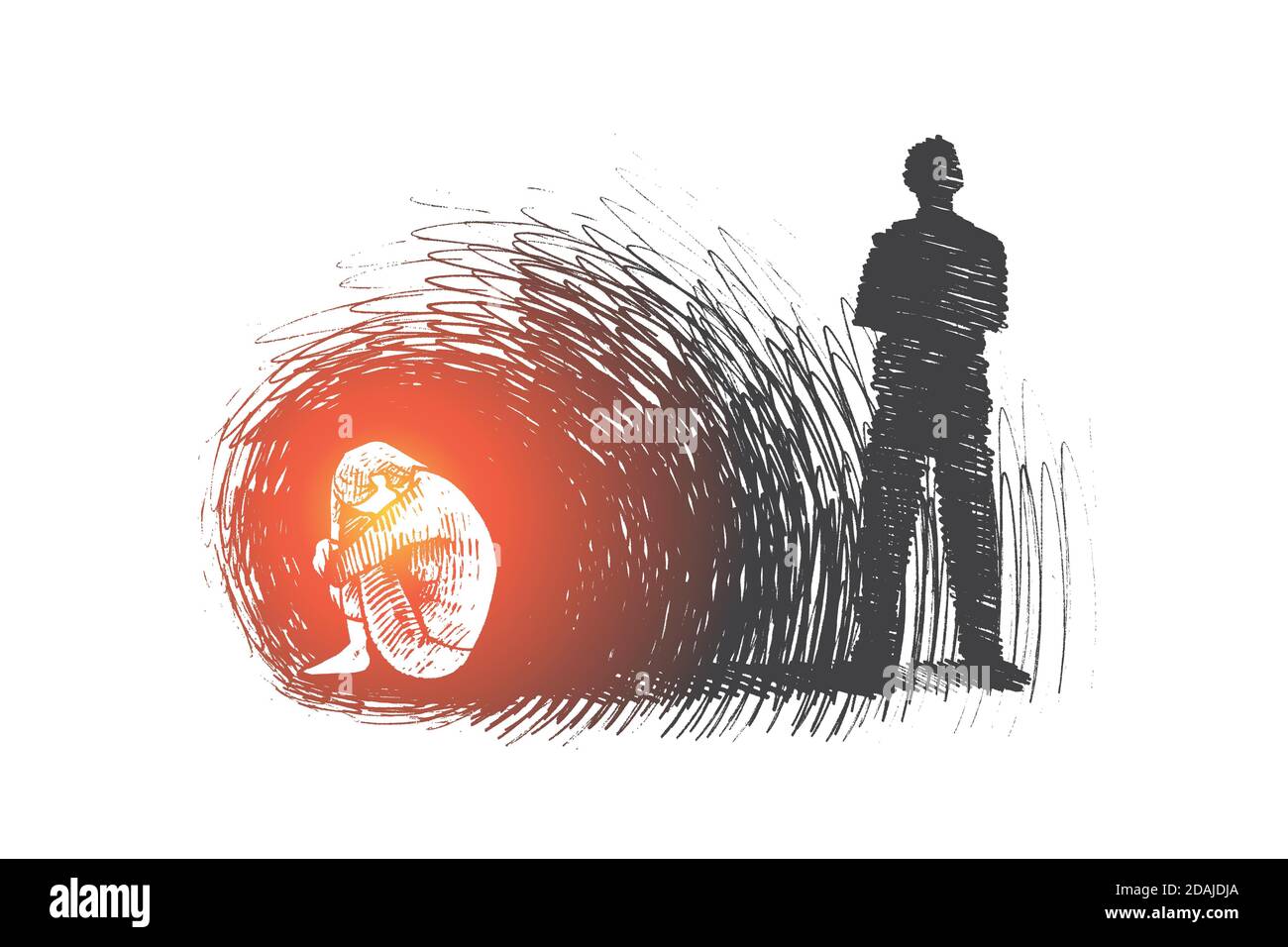 Humilitation concept. Vecteur isolé tracé à la main. Illustration de Vecteur