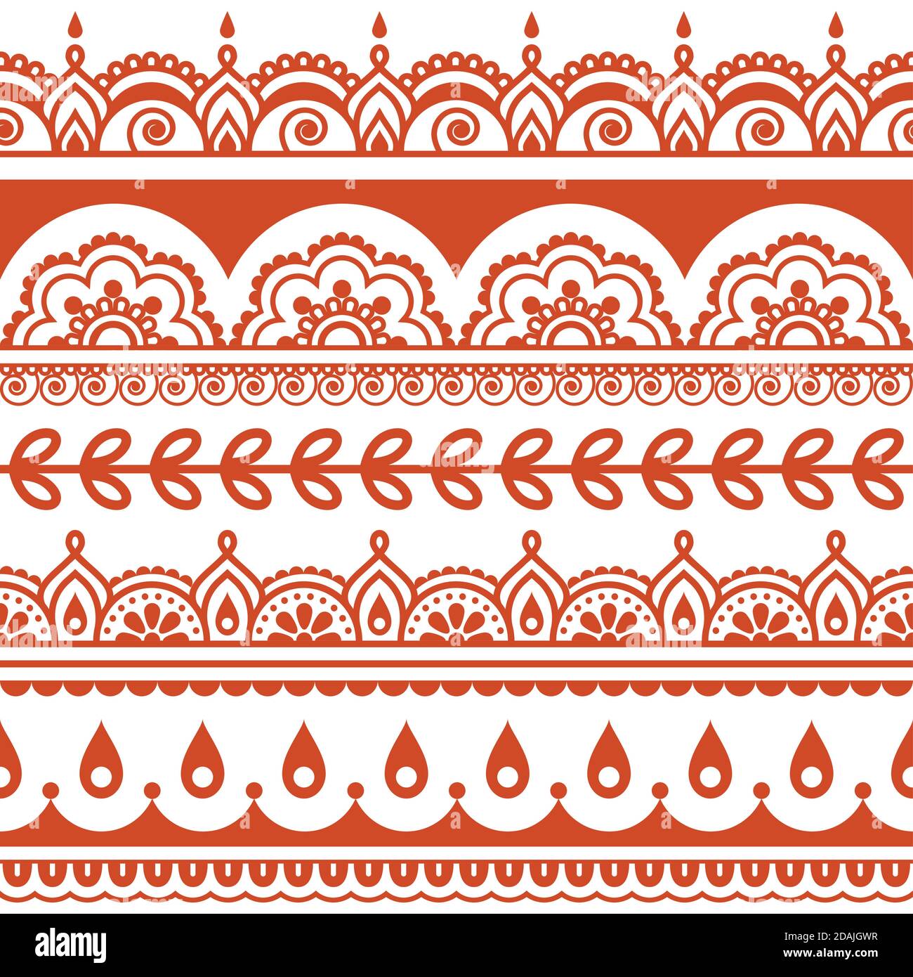Motif indien sans couture, éléments de design - Mehndi henna tatouage décoration de style brun sur fond blanc Illustration de Vecteur