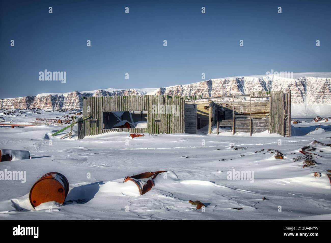 ville militaire abandonnée dans l'arctique Banque D'Images