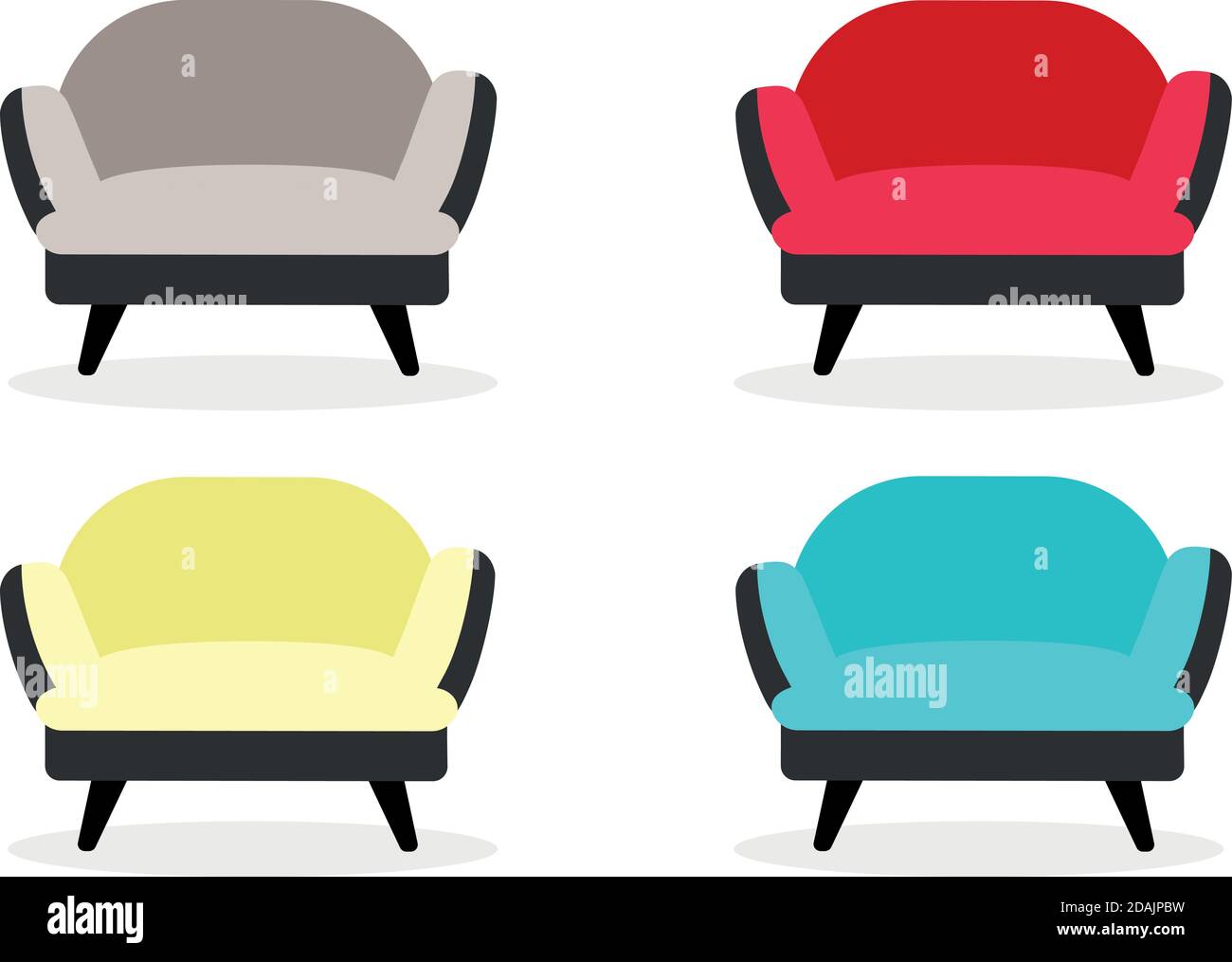 Fauteuils ensemble d'objets vectoriels de couleur plate Illustration de Vecteur