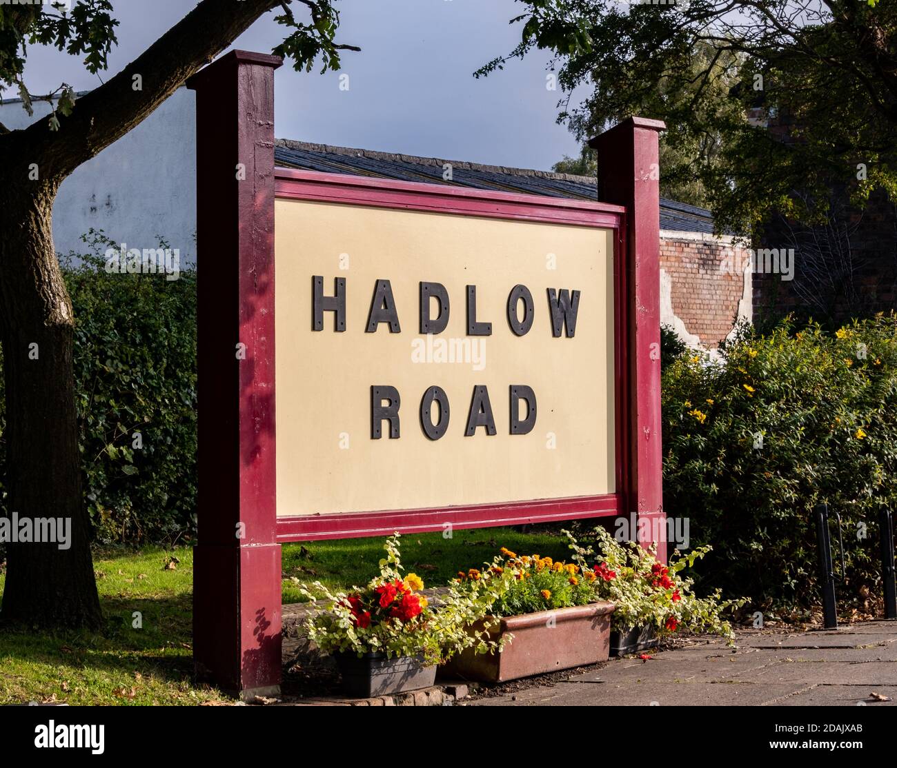 Panneau au musée de la gare de Hadlow Road à Willaston Cheshire août 2020 Banque D'Images