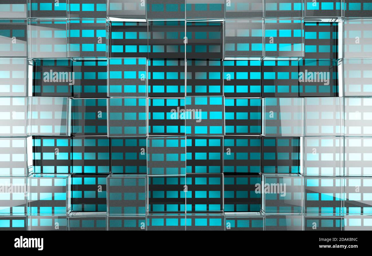 Arrière-plan abstrait de cubes transparents et translucides. Banque D'Images