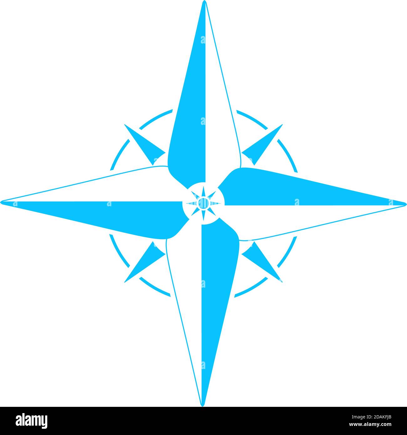 Boussole, icône windrose plate. Pictogramme bleu sur fond blanc. Symbole d'illustration vectorielle Illustration de Vecteur