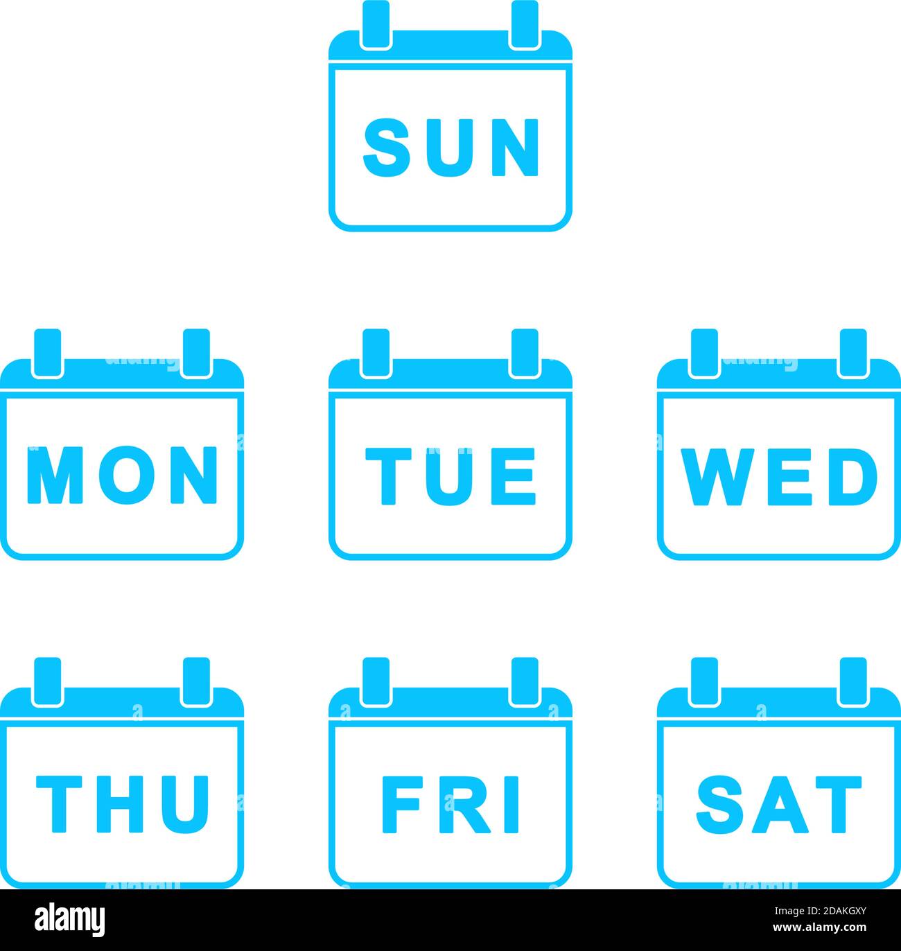 Icône Calendrier hebdomadaire tous les jours. Pictogramme bleu sur fond blanc. Symbole d'illustration vectorielle Illustration de Vecteur
