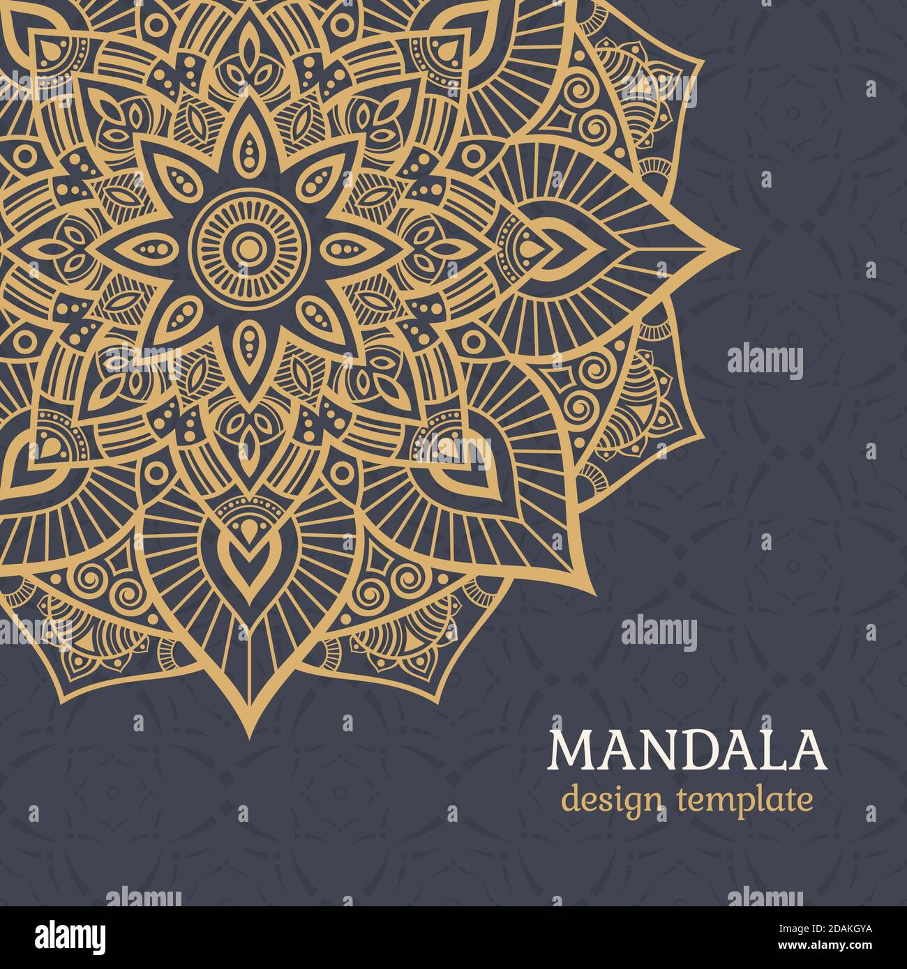 Carte de vœux ou modèle d'invitation avec illustration de couleur vectorielle mandala. Décor ethnique mandala. Illustration de Vecteur