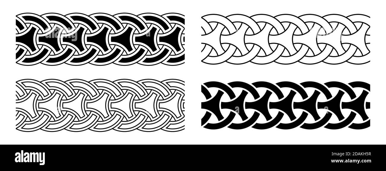 Ensemble de quatre motifs. méandre transparente Ornements de style répétitif isolé sur fond blanc. Japonais, Coréen motif. De formes rectangulaires. Vecteur. Illustration de Vecteur