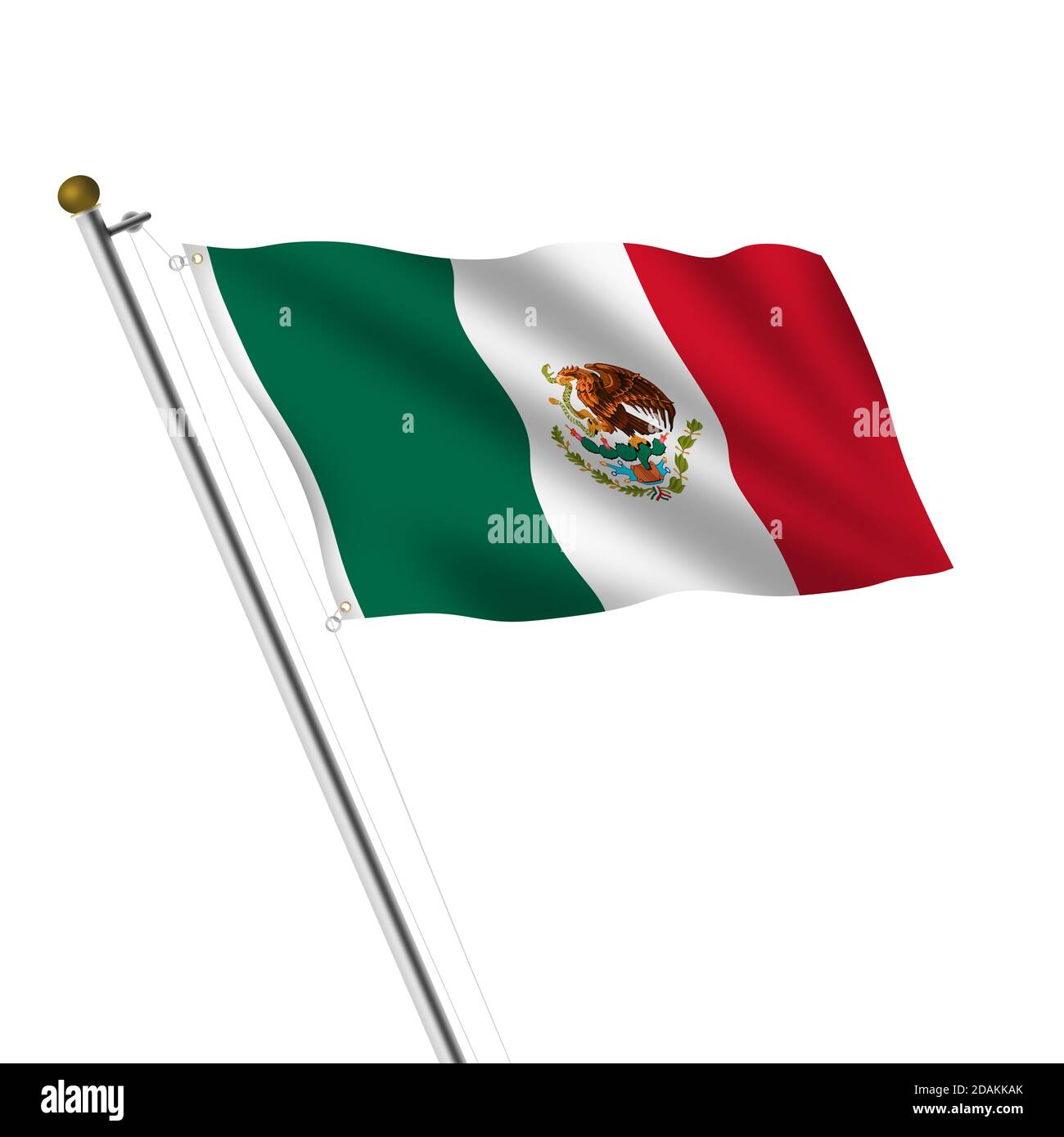 Mexique Flagpole 3d illustration sur blanc avec masque Banque D'Images
