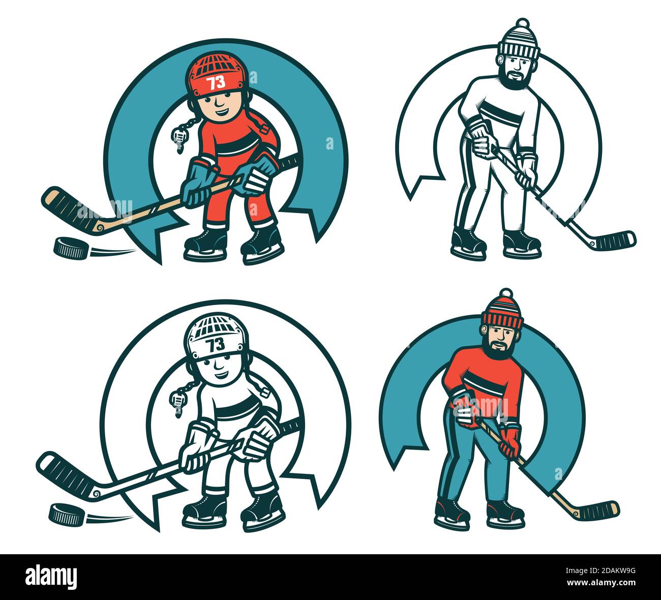 Emblème rétro de hockey pour club amateur Banque D'Images