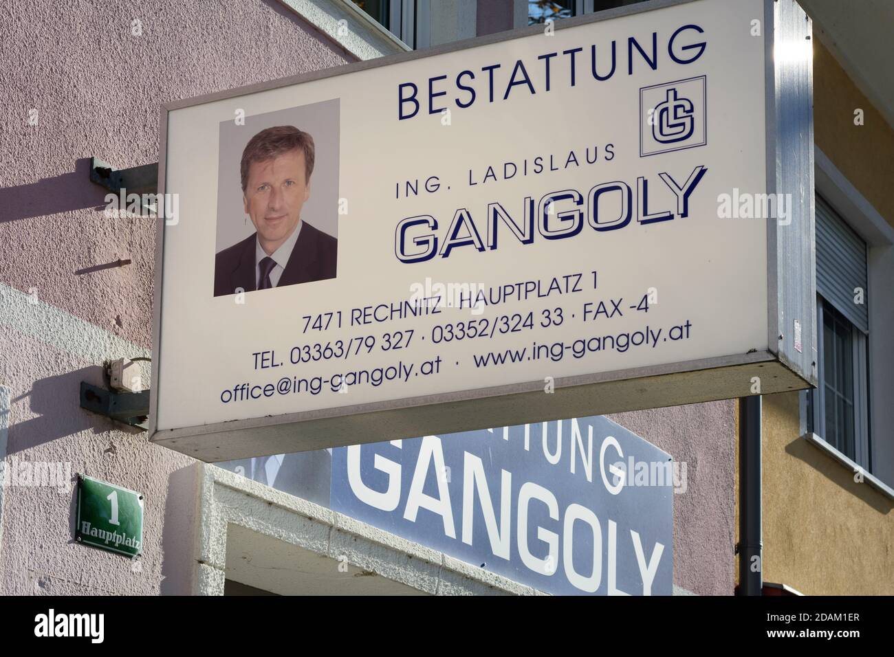 Rechnitz: Signe d'affaires pour un sous-preneur qui est ingénieur (Ing.), Südburgenland, Burgenland, Autriche Banque D'Images