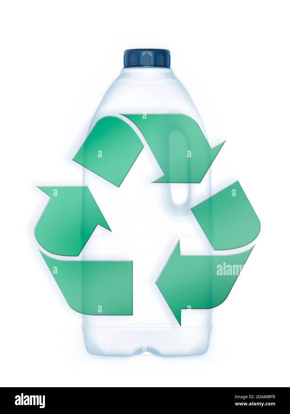 Bouteille en plastique avec symbole de recyclage Banque D'Images