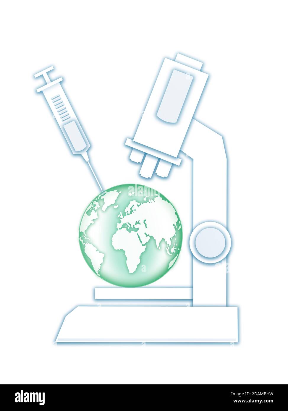 La terre étant injectée sous un microscope, illustration. Banque D'Images