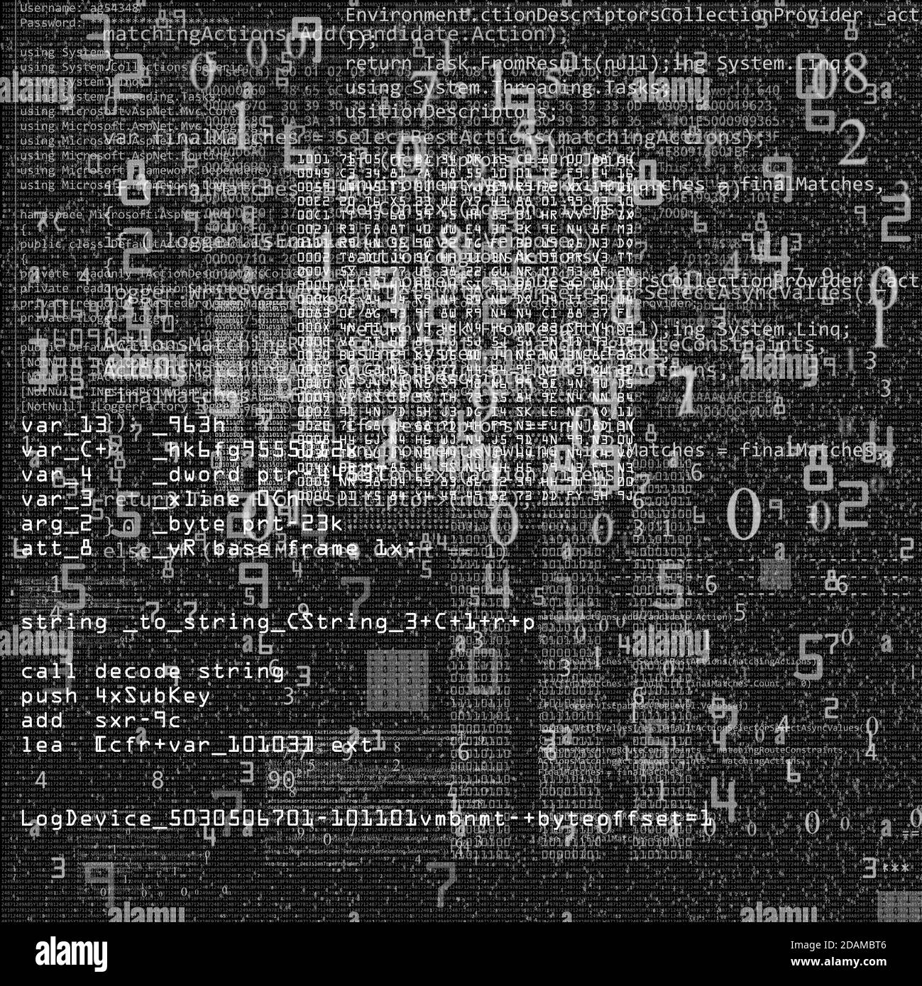 Code de l'ordinateur, de l'illustration. Banque D'Images