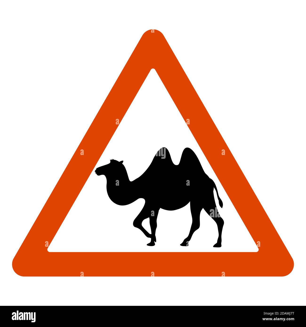 panneau routier, chameau traversant la route, illustration vectorielle Banque D'Images