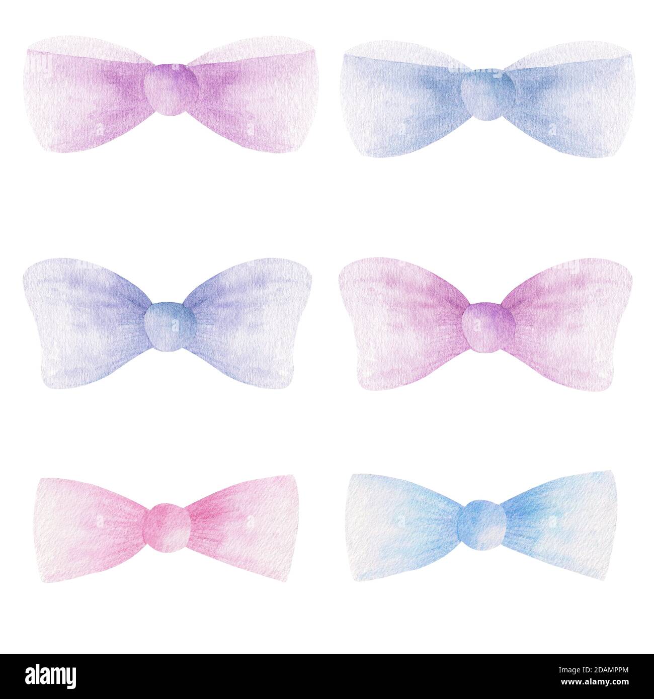 Noeud papillon aquarelle. Ruban peint à la main. Illustration de l'ensemble  de papilons colorés isolée sur fond blanc. Idéal pour les invitations, les  cartes de vœux, par Photo Stock - Alamy