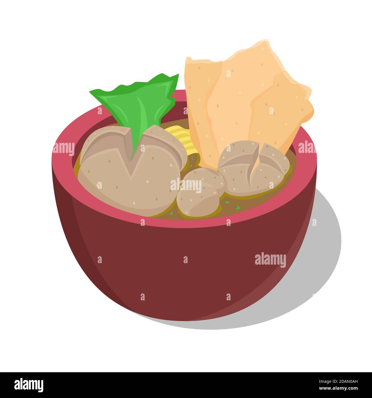 Illustration de la conception vectorielle de la meatball. En Indonésie, il est connu sous le nom de bakso. Le meatball ou le bakso est habituellement préparé à partir de boeuf ou de poulet. Illustration de Vecteur