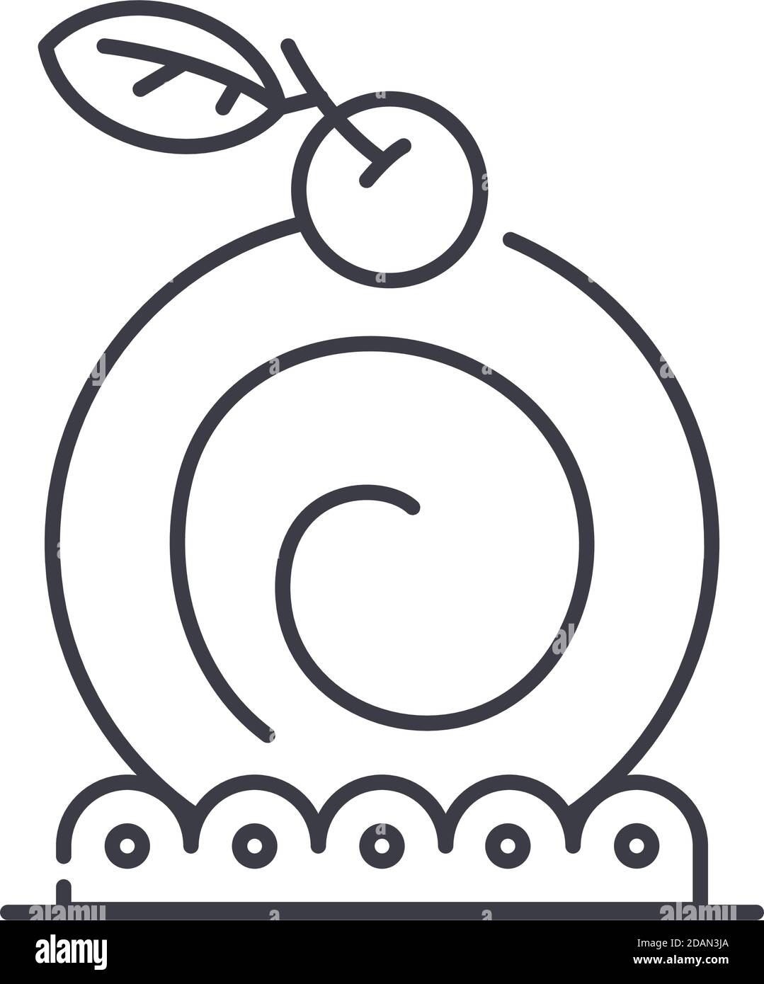 Icône de rouleau de gâteau, illustration isolée linéaire, vecteur de ligne mince, signe de conception de Web, symbole de concept de contour avec contour modifiable sur fond blanc. Illustration de Vecteur