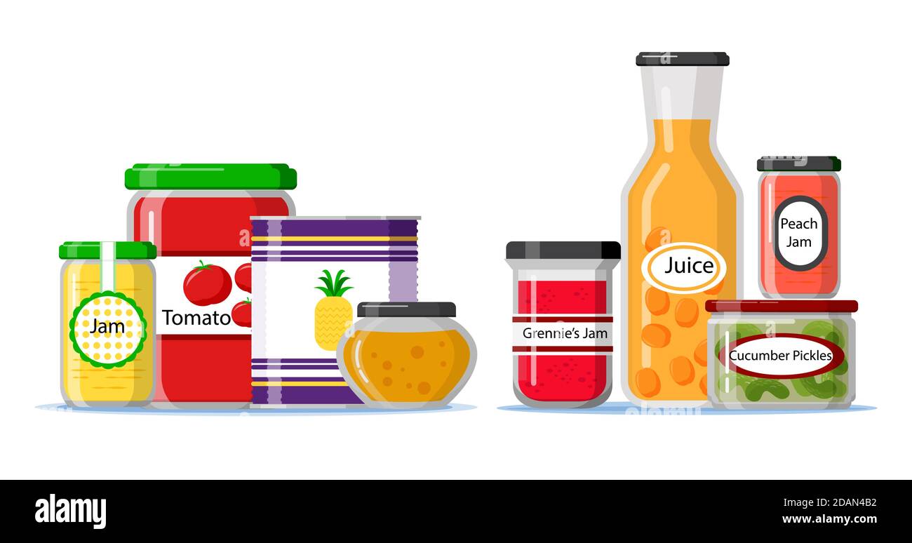 Plat garde-manger avec épices et ingrédients récipients Illustration vectorielle Illustration de Vecteur