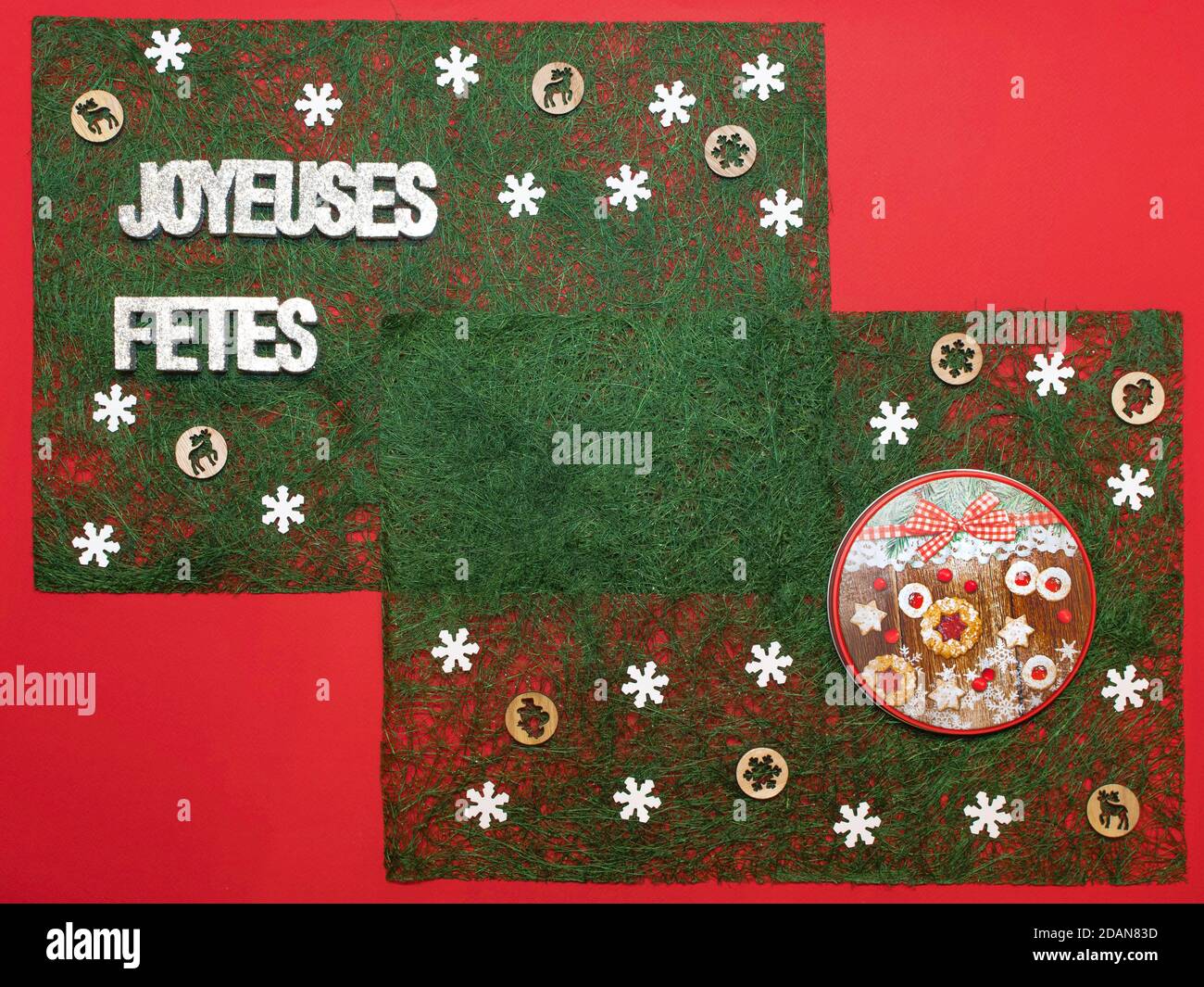 Décorations de Noël en fibre de sisal avec emplacement pour un texte. Banque D'Images