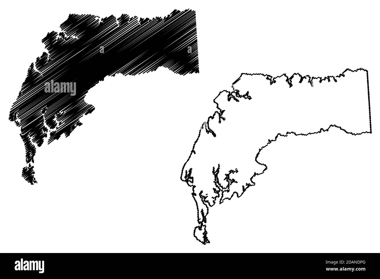 Comté de Kent, Maryland (comté des États-Unis, États-Unis d'Amérique, États-Unis, États-Unis) carte illustration vectorielle, esquisse griffée carte de Kent Illustration de Vecteur