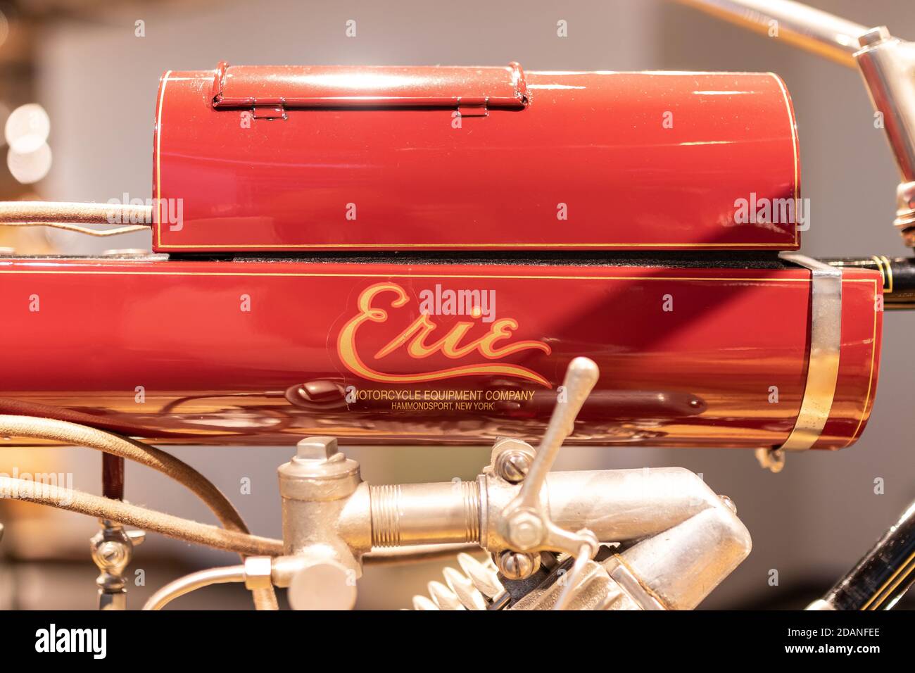 Détail de la moto d'époque Erie au musée Barber Motorsport Leeds, Alabama Banque D'Images