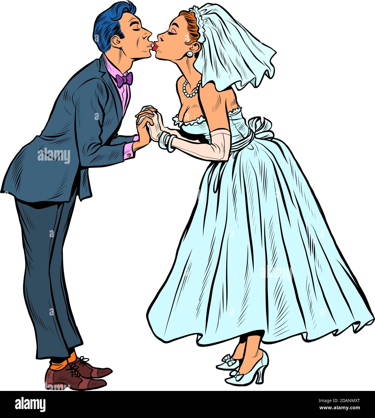 Le baiser de mariée et de marié. Cérémonie de mariage Illustration de Vecteur