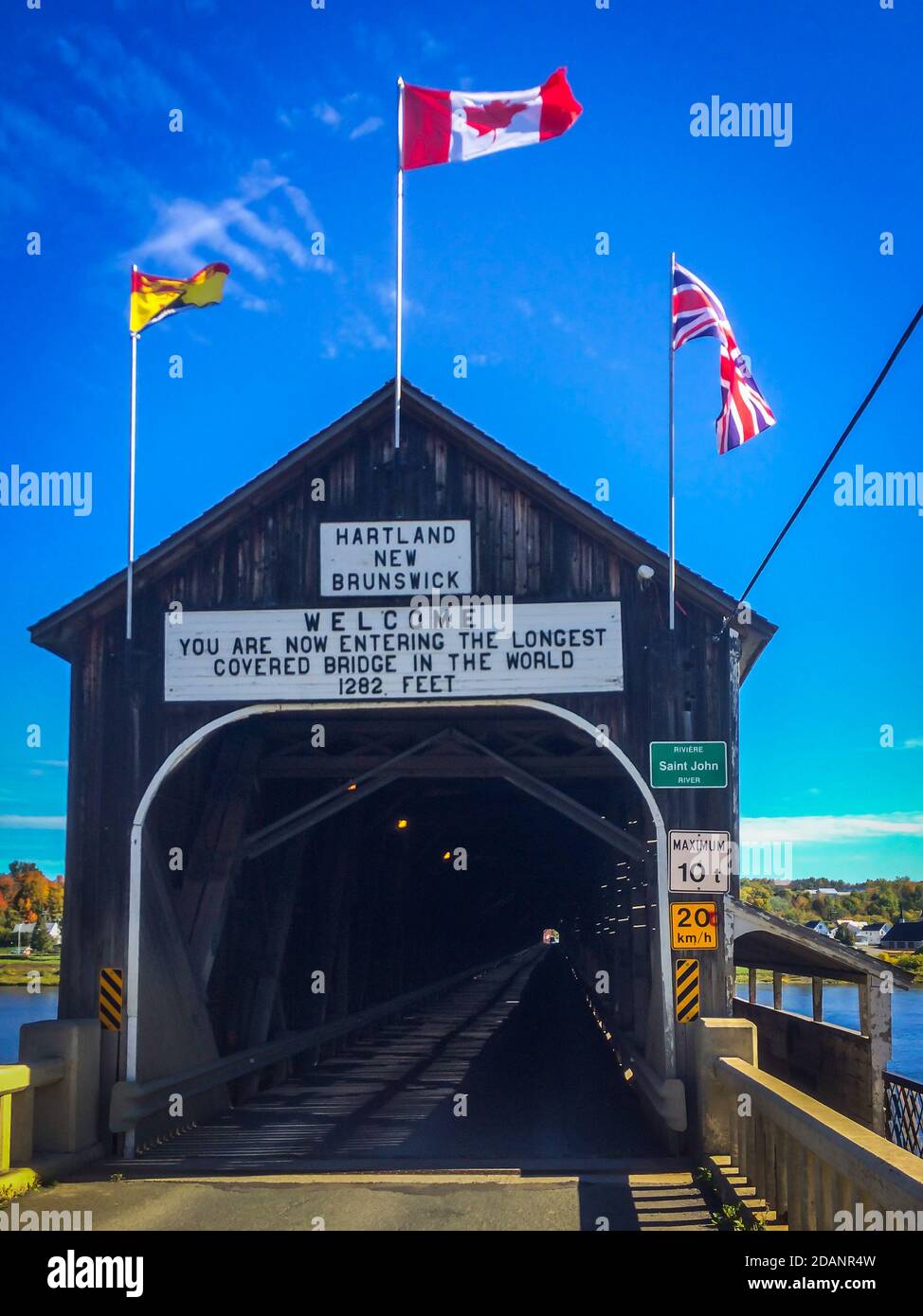 Nouveau-Brunswick, Canada, septembre 2019, gros plan du pont couvert de Hartland Banque D'Images