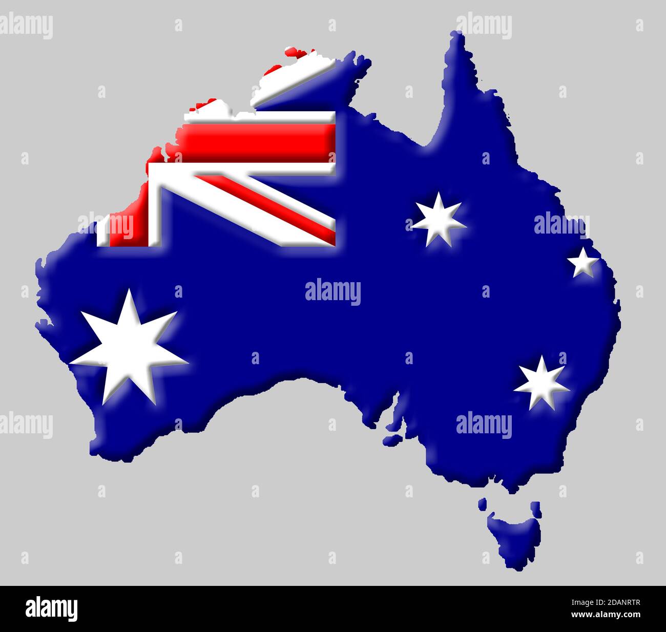 Carte 3D de l'Australie avec les couleurs du national australien drapeau Banque D'Images