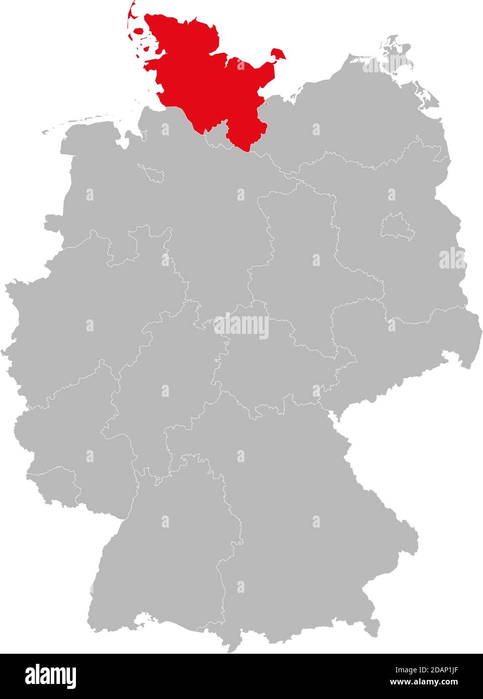Etat du Schleswig-Holstein isolé sur la carte de l'Allemagne. Concepts et antécédents professionnels. Illustration de Vecteur