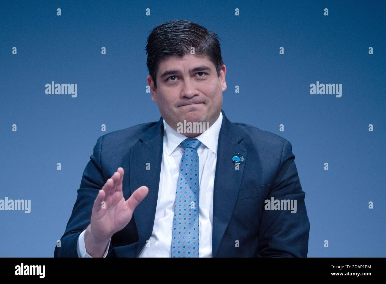 Paris, France, le 12 novembre 2018, Carlos Alvarado Quesada, président de la République du Costa Rica, au Forum de la paix de Paris, François Loock/Alay Banque D'Images