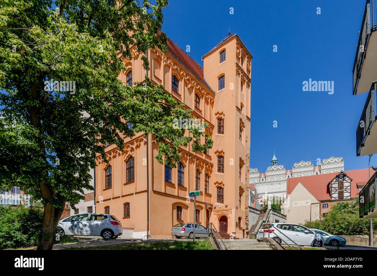 SZCZECIN, PROVINCE DE POMÉRANIE OCCIDENTALE, POLOGNE. Maison Loitz gothique tardive. Siège d'école d'art à l'heure actuelle. Banque D'Images