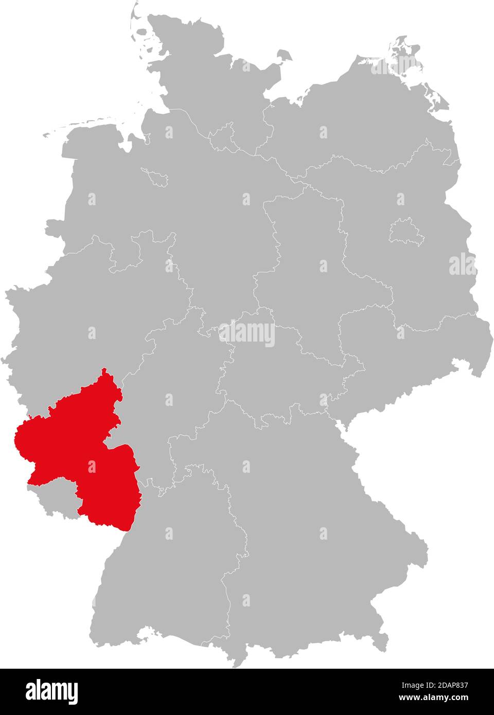 Etat de Rhénanie-Palatinat isolé sur la carte de l'Allemagne. Concepts et antécédents professionnels. Illustration de Vecteur