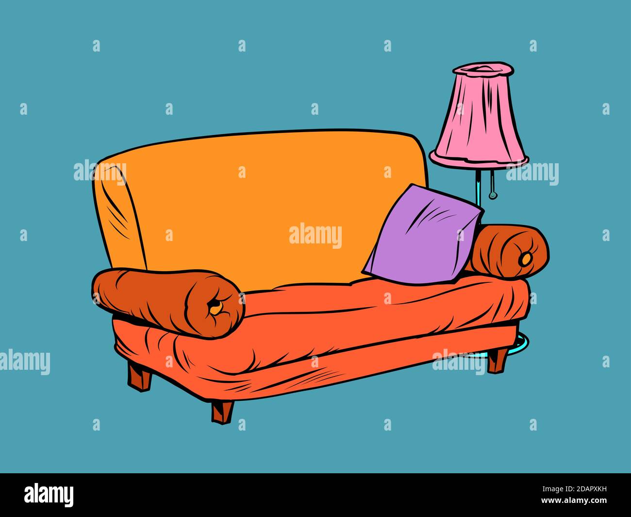 canapé-lit avec lampe dans l'appartement Illustration de Vecteur
