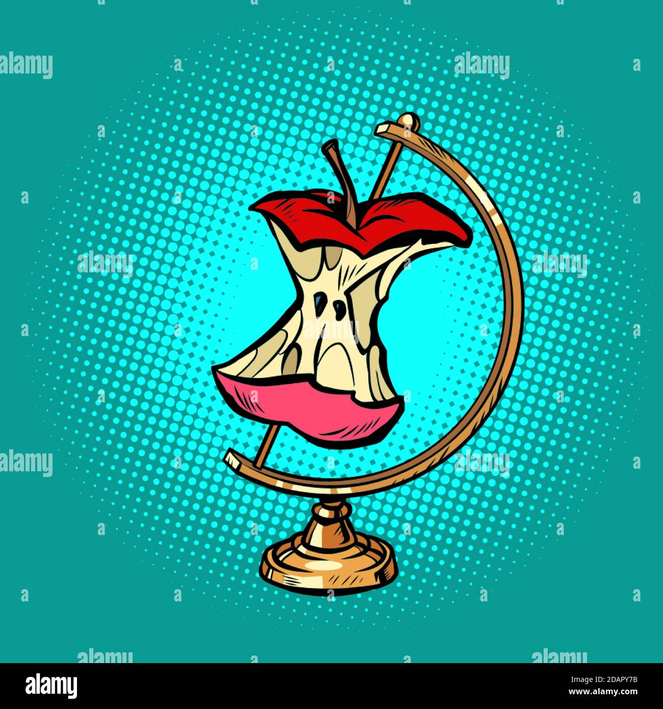 globe international apple core, déchets alimentaires Illustration de Vecteur