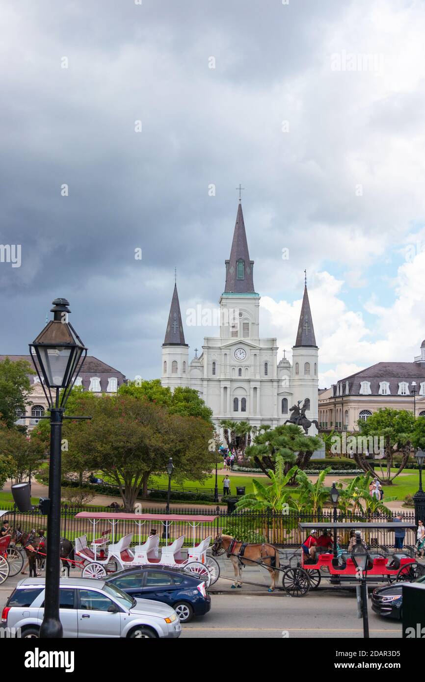 Cathédrale Saint-Louis sur la place Jackson à la Nouvelle-Orléans, Louisiane Banque D'Images