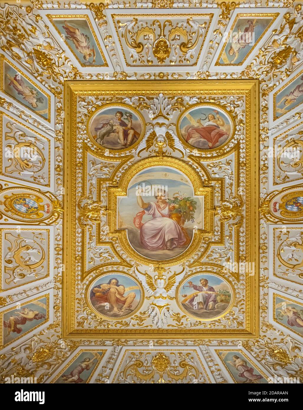 Peinture au plafond, Munich Residence, Munich, haute-Bavière, Bavière, Allemagne Banque D'Images