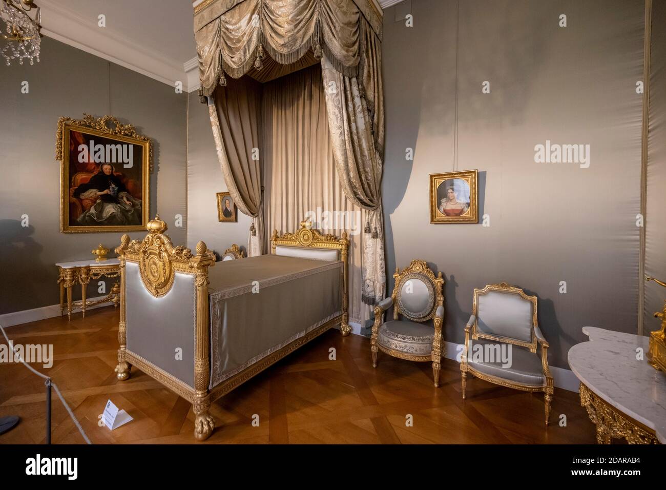 Chambre, lit avec baldaquin, Munich Residence, Munich, haute-Bavière, Bavière, Allemagne Banque D'Images